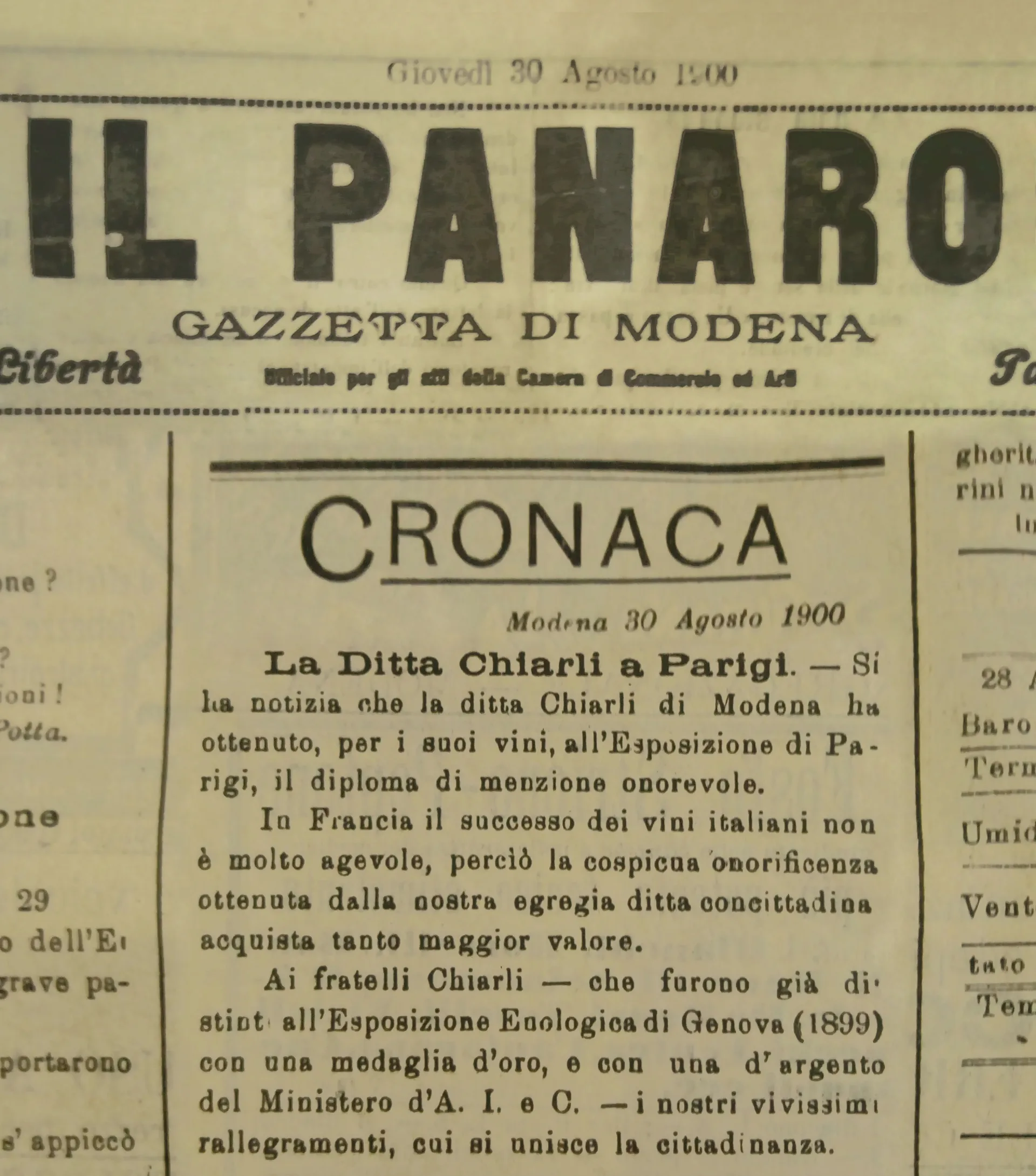 Chiarli torna a Parigi dopo 126 anni